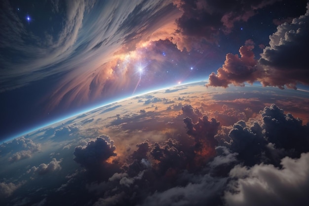 Foto viagem através de nuvens cósmicas