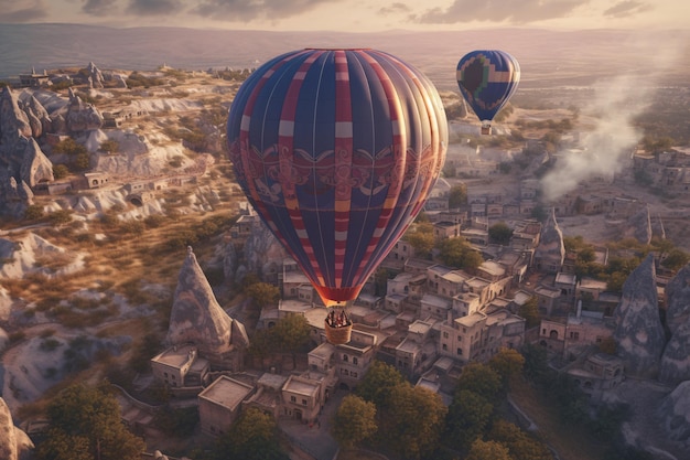 Viagem de balão de ar quente sobre a Capadócia ao pôr do sol