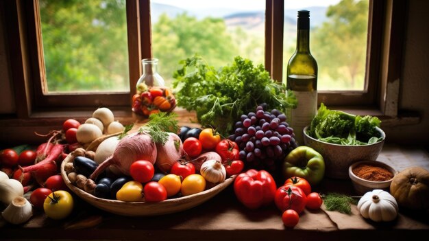 Viagem de estilo de vida saudável Frutas e legumes frescos