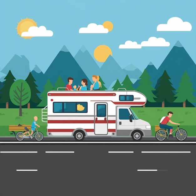 Foto viagem de férias em família viagem de férias de caravanas em autocaravanas férias de carro