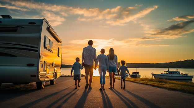 Viagem de férias em famíliaviagem de férias em autocaravanaGenerative Ai