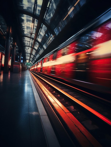 Viagem de trem por uma movimentada estação de metrô Generative Ai