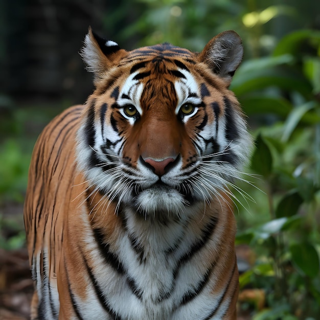 Viagem feroz do tigre bengalense olha intensamente em um cenário florestal tranquilo para a mídia social Post Size