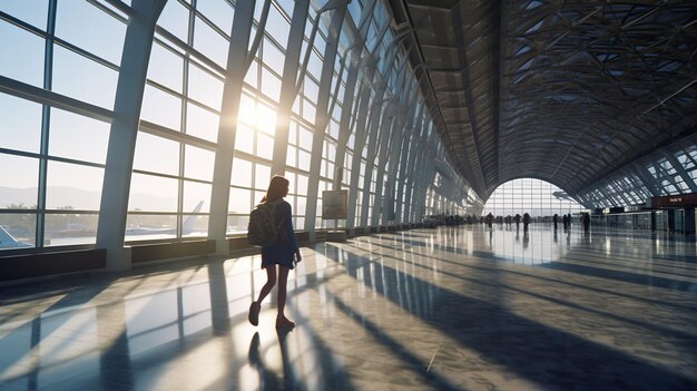 Foto viagem mulher aeroporto terminal aeroporto interior serviços aeroportuários aeroporto moderno aeroporto terminal aeroporto