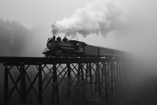 Viagem panorâmica de trem a vapor sobre o rio Calm