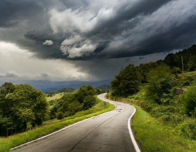 Viagem pela Green Wilderness Road sob céus tempestuosos