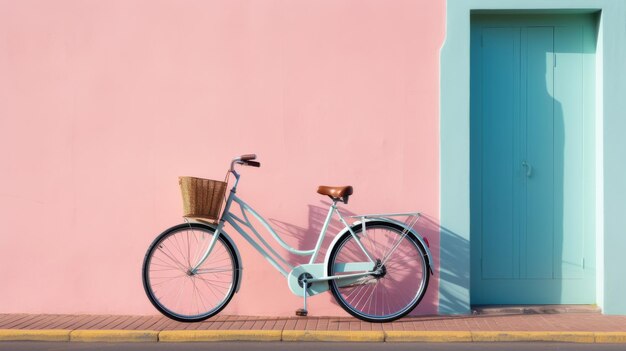 Foto viaja en una bicicleta retro de época en mustard hue