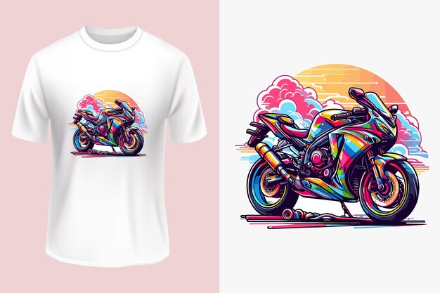 Foto viaja con estilo con esta colorida camiseta de motocicleta
