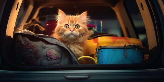 viajando com uma fotografia de gato