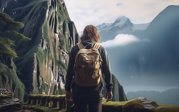 Viajando a través del esplendor natural Trekking en medio de la belleza de la naturaleza Ai generativo