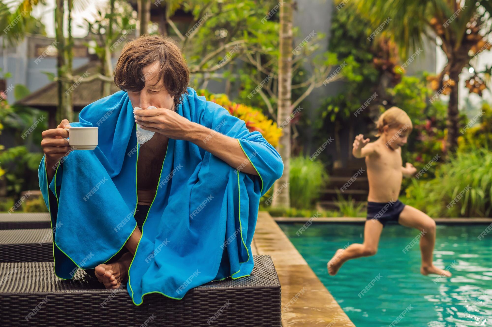 Meu filho está gripado. Ele pode entrar na piscina? 