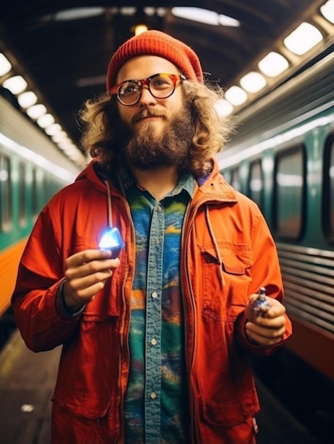 Foto viajante hipster segurando a bússola na mão fazendo a escolha em que direção ir