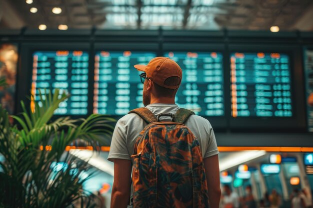 Viajante no terminal do aeroporto Conceito de viagem IA generativa