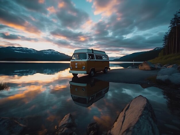 Viajantes sozinhos numa carrinha Vida numa carrinha Ai Generative