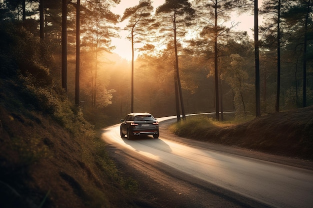 Viajar de carro Conceito despreocupado de férias ou viagem de carro Generative AI