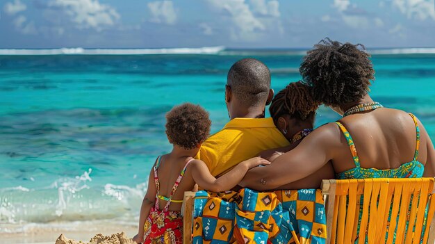 Foto viajar família afro-americana de férias