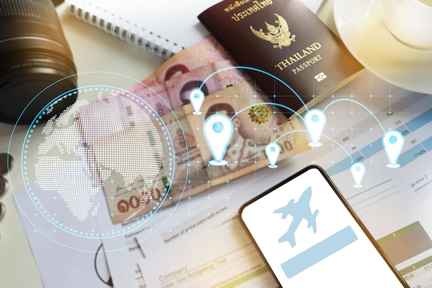 Viajar a varios lugaresPasaporte y reservas de aerolíneaspresupuesto de viaje