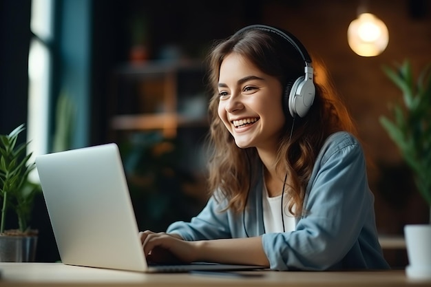 El viaje alegre de un estudiante equipado con Wi-Fi abrazando la educación en línea con sonrisas y risas