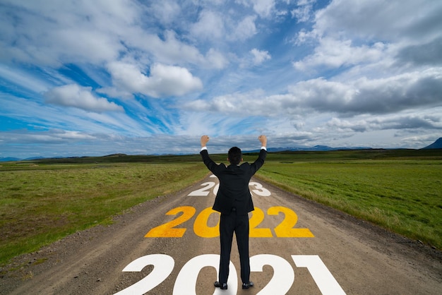 Foto el viaje del año nuevo 2022 y el concepto de visión futura
