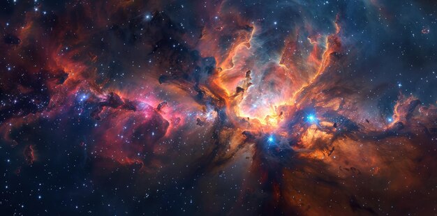 Foto viaje celeste vivos paisajes de nebulosas y gases giratorios en criaderos estelares