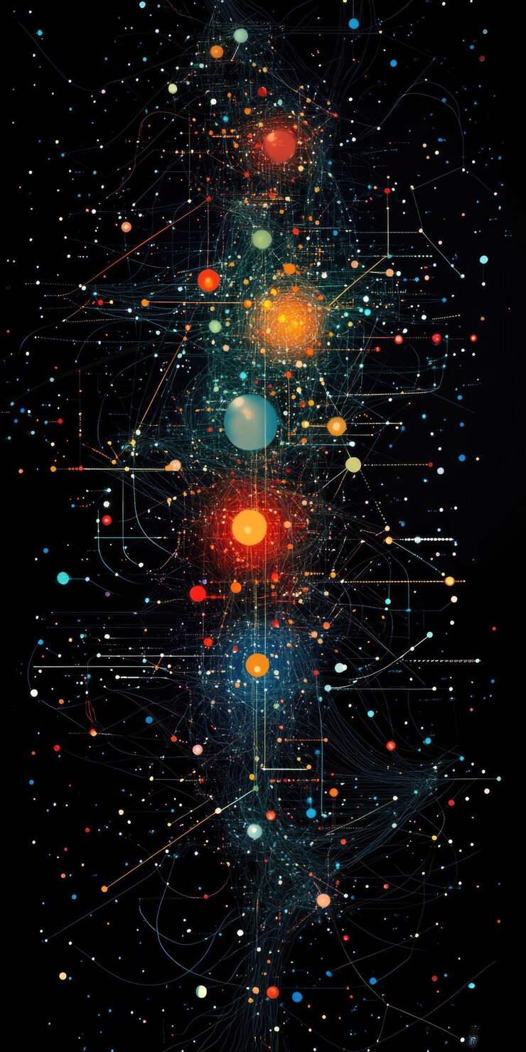 Foto viaje cósmico a través de coloridos cuerpos celestes y patrones intrincados papel tapiz de teléfono móvil