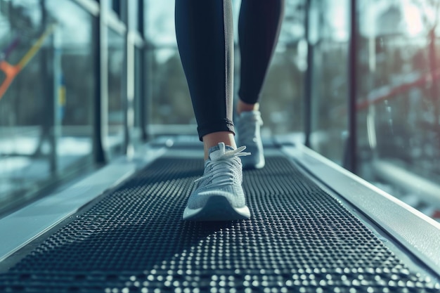 Viaje de Fitness Atleta en movimiento en la cinta de correr