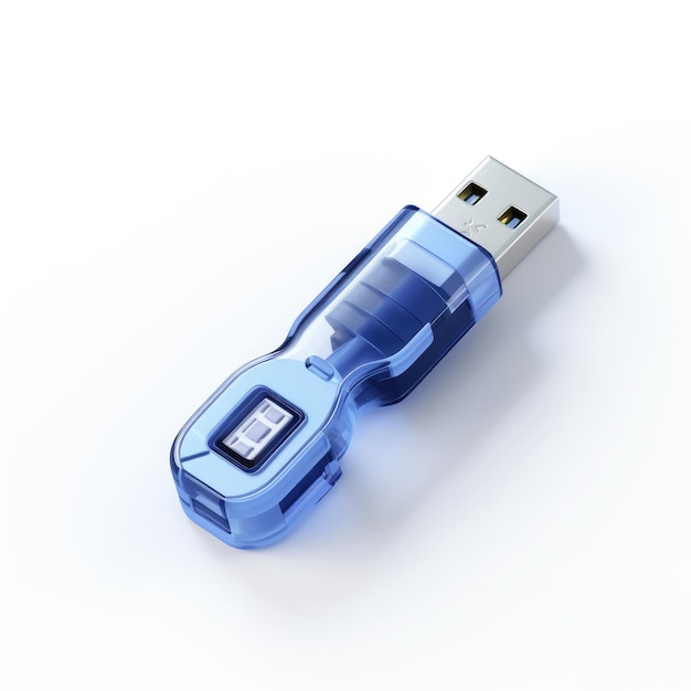 El viaje futurista Una memoria USB azul de alta tecnología con el estilo fotorrealista de animación de Pixar