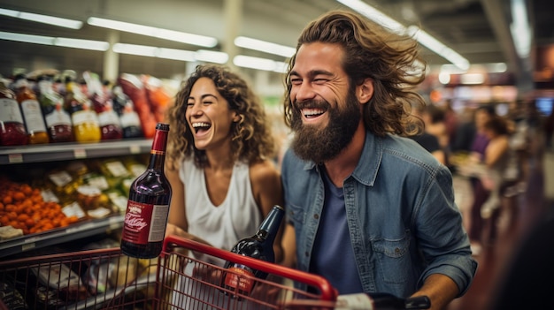 Foto un viaje de gusto que revela las selecciones armoniosas de delicias del supermercado enriche