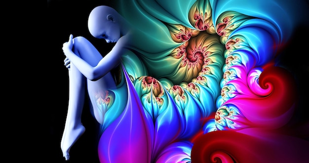 Un viaje místico por el universo El estado de meditación Pintura surrealista en 3D
