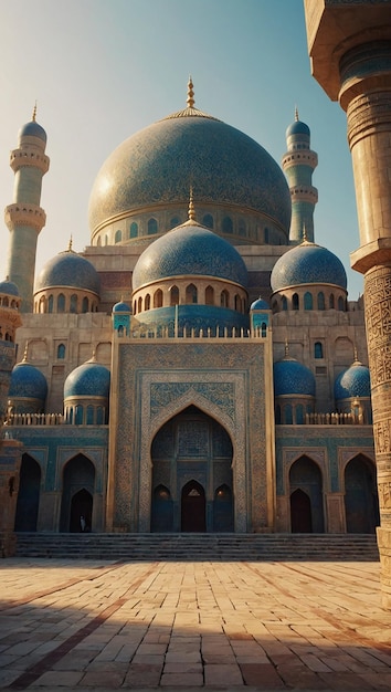 Viaje no tempo para a antiga Arábia mágica com arquitetura de palácios majestosos