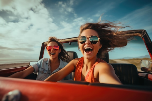 Foto viaje de pareja feliz en coche