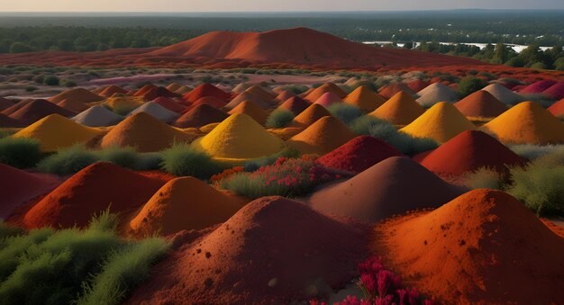 Foto un viaje sensorial con una vívida representación de montículos de especias