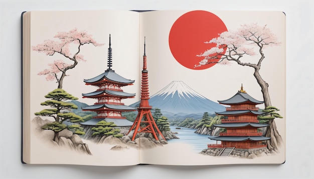 Viaje a través de Japón Una obra de arte de IA