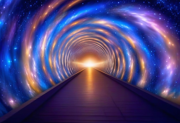 Foto viaje a través del túnel celestial de las maravillas