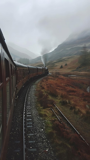 Un viaje en tren somnoliento con paisajes que pasan