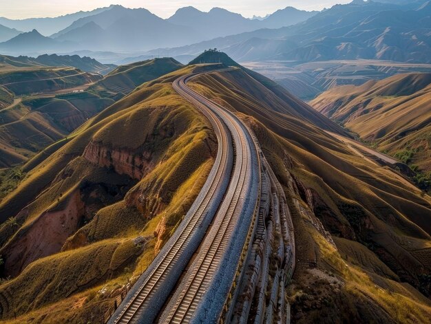 Viaje en tren a través de continentes paisajes intercambiados vías sin fin