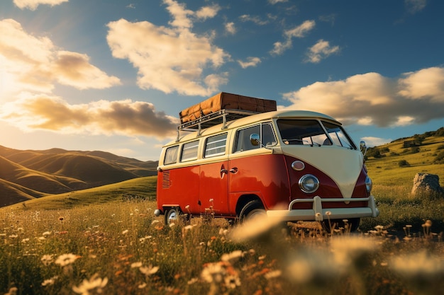 Viaje de verano en autocaravana IA generativa