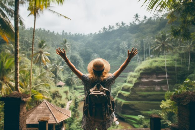 Foto un viajero alegre se empapa de la belleza de bali