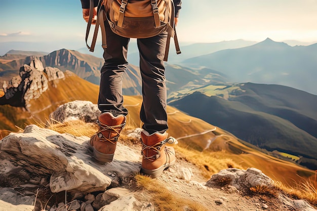 Viajero caminando con mochilas Imagen generada por tecnología AI