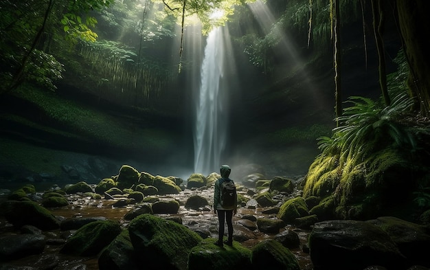 El viajero se para frente a la cascada IA generativa