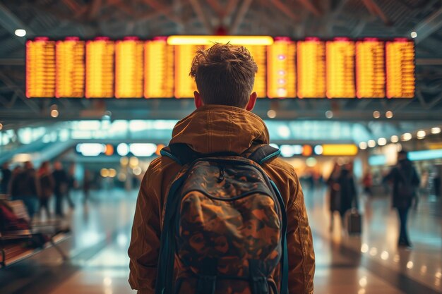 Viajero en la terminal del aeropuerto Concepto de viaje IA generativa