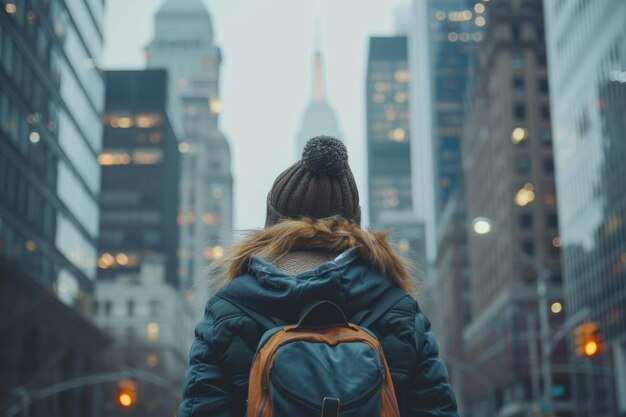 Un viajero viaja con mochila IA generativa