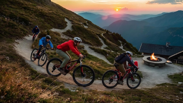 Viajes en bicicleta estilo de vida de vacaciones en montaña