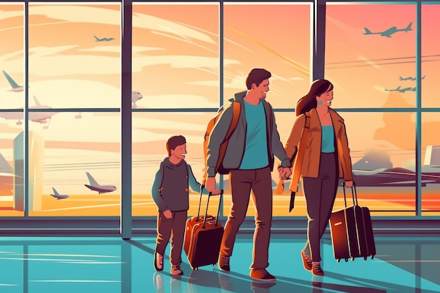 viajes familiares en el aeropuerto IA generativa