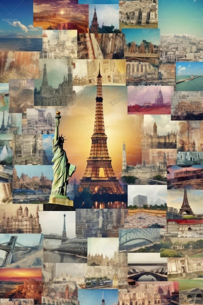 Viajes turismo collage atracciones del mundo