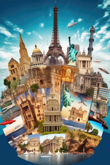 Viajes turismo collage atracciones del mundo