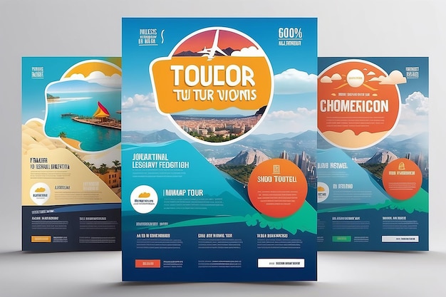 Viajes Vacaciones Agencias turísticas Diseño de plantillas de folletos Vacaciones Viajes de verano y turismo diseño de plantilla de folletos o carteles