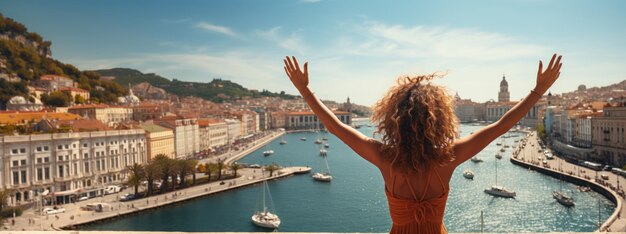 Viajes de vacaciones en verano mujer chica turista despreocupada