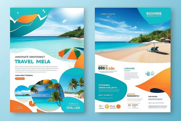 Viajes de vacaciones viajando o viajando a la playa de verano post de redes sociales o diseño de plantilla de banner web