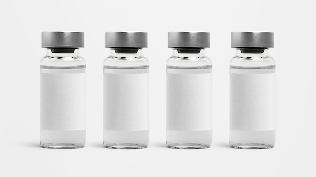 Viales de vidrio para inyección con etiqueta blanca en blanco